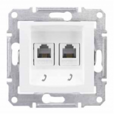 Механизм розетки телефонный 1-м СП RJ11+RJ11 Sedna белый SchE SDN4201121