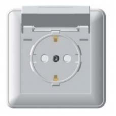 Розетка 1-м СП W59aqua 16А с заземлением защитные шторки белый IP44 SchE RS16-152B-18
