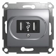 Механизм розетки USB 1-м СП GLOSSA алюм. SchE GSL000332