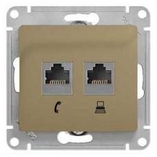 Механизм розетки телефонный+комп. 2-м СП RJ11+RJ45 GLOSSA кат.5E титан SchE GSL000485