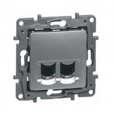 Механизм розетки СП RJ11+RJ45 кат.5 UTP ETIKA Plus алюм. Leg 672452