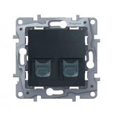 Механизм розетки СП RJ11+RJ45 кат.5 UTP ETIKA Plus антрацит Leg 672652