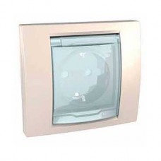 Розетка 1-м СП UNICA с заземлением защитные шторки с кр. IP44 беж. SchE MGU61.037.25