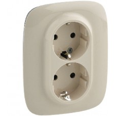 Механизм розетки 2-м Valena ALLURE 2х2К+З 16А 250В с лицевой панелью. защитные шторки безвинтовые зажимы слоновая кость Leg 75382