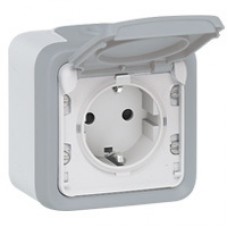 Розетка 1-м ОП PLEXO  с крышкой IP55 сер. Leg 069733