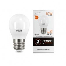 Лампа светодиодная LED Elementary 10Вт шар 3000К E27 880лм Gauss 53210