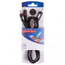 Шнур стерео штекер 3.5мм - 2RCA 1.5м (GOLD) блист. Rexant 06-3004