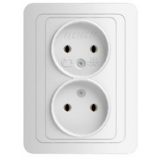 Розетка 2-м СП CLASSIC 16А без заземления белый POWERMAN 1151425