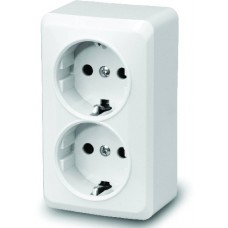 Розетка 2-м ОП FAZENDA 16А 250В с заземлением защитные шторки белый POWERMAN 1162271