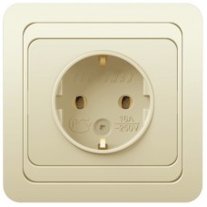 Розетка 1-м СП CLASSIC 16А с заземлением крем. POWERMAN 1156517