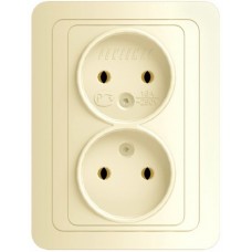 Розетка 2-м СП CLASSIC 16А без заземления Крем POWERMAN 1156521