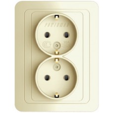 Розетка 2-м СП CLASSIC 16А с заземлением крем. POWERMAN 1156522