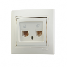 Розетка комп.+телеф. СП Мира RJ11/RJ45 крем/крем. Lezard 701-0303-143