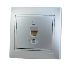 Розетка комп. 1-м СП Мира RJ-45 метал. сер. Lezard 701-1010-139