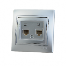 Розетка комп. 2-м СП Мира RJ-45 метал. сер. Lezard 701-1010-141