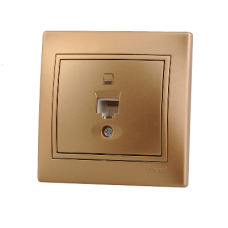 Розетка комп. 1-м СП Мира RJ-45 метал. зол. Lezard 701-1313-139
