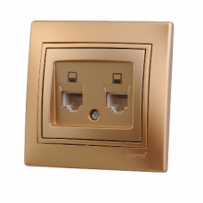 Розетка комп. 2-м СП Мира RJ-45 метал. зол. Lezard 701-1313-141