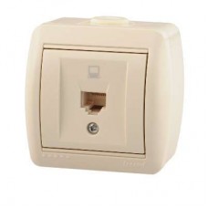 Розетка комп. 1-м ОП Ната RJ-45 крем. Lezard 710-0300-139