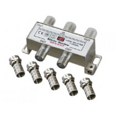 Делитель ТВ "краб" х4+5шт.F "BOX" 5-1000 МГц "Silver" Rexant 05-6103