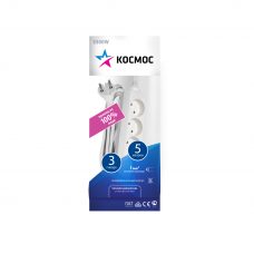 Удлинитель 3х5м без заземления ПВС 2х1 Космос YKsm5m-3g(K)