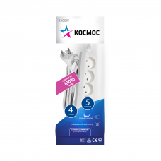 Удлинитель 4х5м без заземления ПВС 2х1 Космос YKsm5m-4g(K)