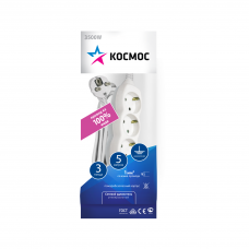 Удлинитель 3х5м с заземлением ПВС 3х1 Космос YKsm5m-3g-Z(K)