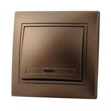 Выключатель 1-кл. СП Мира с подсветкой свет. корич. перламутр Lezard 701-3131-111