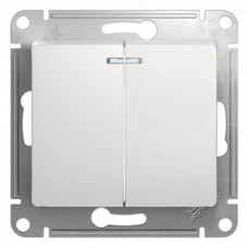Механизм выключателя 2-кл. СП GLOSSA с подсветкой белый SchE GSL000153
