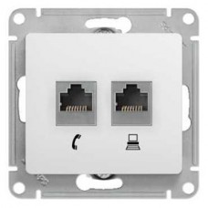 Механизм розетки телефонный+комп. 2-м СП RJ11+RJ45 GLOSSA белый SchE GSL000185