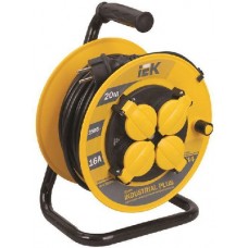 Удлинитель на катушке 4х20м УК20 с термозащитой 3х1.5 IP44 "Industrial plus" ИЭК WKP15-16-04-20-44