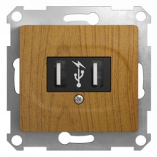 Механизм розетки USB 1-м СП GLOSSA дер. дуб SchE GSL000532