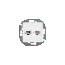 Механизм розетки компьютерной+телеф. СП RJ-11/RJ-45 Simon15 белый 1591590-030