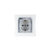 Розетка 1-м СП Simon15 с заземлением защитные шторки  с крышкой IP-44 белый 1590450-030