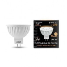 Лампа светодиодная LED MR16 5Вт SMD AC220-240В GU5.3 2700К FROST Gauss 101505105