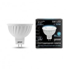 Лампа светодиодная LED MR16 5Вт SMD AC220-240В GU5.3 4100К FROST Gauss 101505205