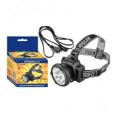 Фонарь налобный LED 5363 (аккум. 220В 9LED 2 режима; черный) Ultraflash 11257