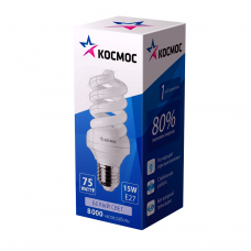 Лампа люминесцентная компактная SPC 15Вт E27 4000К трубка Т3 Космос LKsmSPC15wE2742