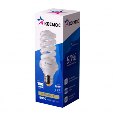 Лампа люминесцентная компактная SPC 20Вт E27 2700К трубка Т3 Космос LKsmSPC20wE2727