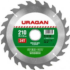 Диск пильный  по дереву, URAGAN, 36800-210-30-24