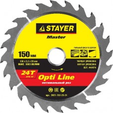 Диск пильный по дереву, STAYER, MASTER, 3681-150-20-24