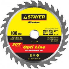 Диск пильный по дереву, STAYER, MASTER, 3681-180-20-30