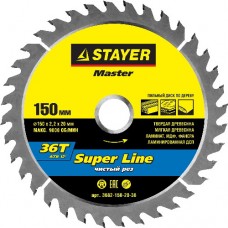 Диск пильный по дереву, STAYER, MASTER, 3682-150-20-36
