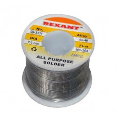 Припой с канифолью 250гр. d0.6мм (Sn60 Pb40 Flux 2.2%) REXANT 09-3311
