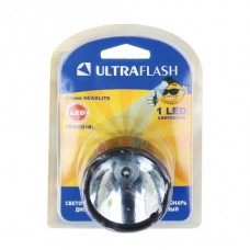 Фонарь налобный 909LED1BL (1LED 1 режим 3xR6 черный) Ultraflash 12095