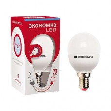 Лампа светодиодная LED 7Вт Шарик 45мм E14 6500К ЭКОНОМКА Eco_LED7wGL45E1465