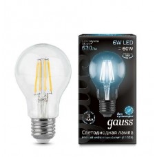 Лампа светодиодная Filament А60 E27 6Вт 4100К GAUSS 102802206