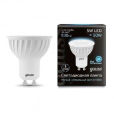 Лампа светодиодная MR16 5Вт 4100К белый GU10 530лм 150-265В GAUSS 101506205