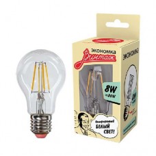 Лампа светодиодная LED Филамент 8Вт A60 160-260В E27 860лм 4500К ЭКОНОМКА EcoLedFL8wA60E2745