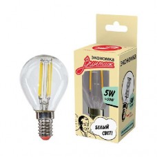 Лампа светодиодная LED Филамент 5Вт Шарик 45мм 160-260В E14 450лм 4500К ЭКОНОМКА EcoLedFL5wGL45E1445