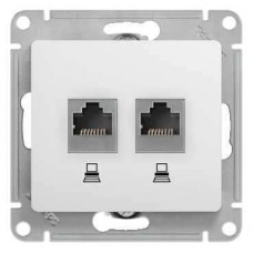 Механизм розетки компьютерной 2-м Glossa RJ45+RJ45 кат.5е белый SchE GSL000185KK